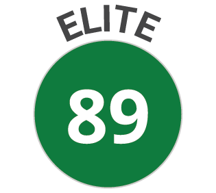 Dark Green circle with 89 in it and the word Elite above