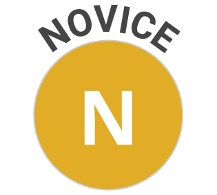Orange circle with an N in it and the word Novice above